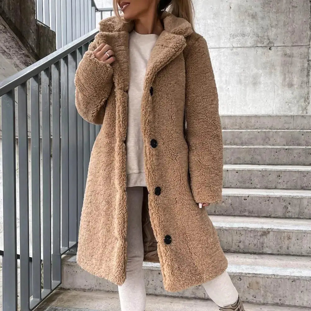 Dames Teddyjas Warme Zachte Winterjas Zwart