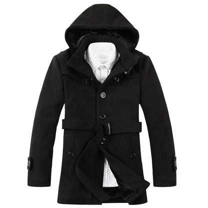 Heren Trenchcoat Gevoerd met Capuchon en Imitatiebont