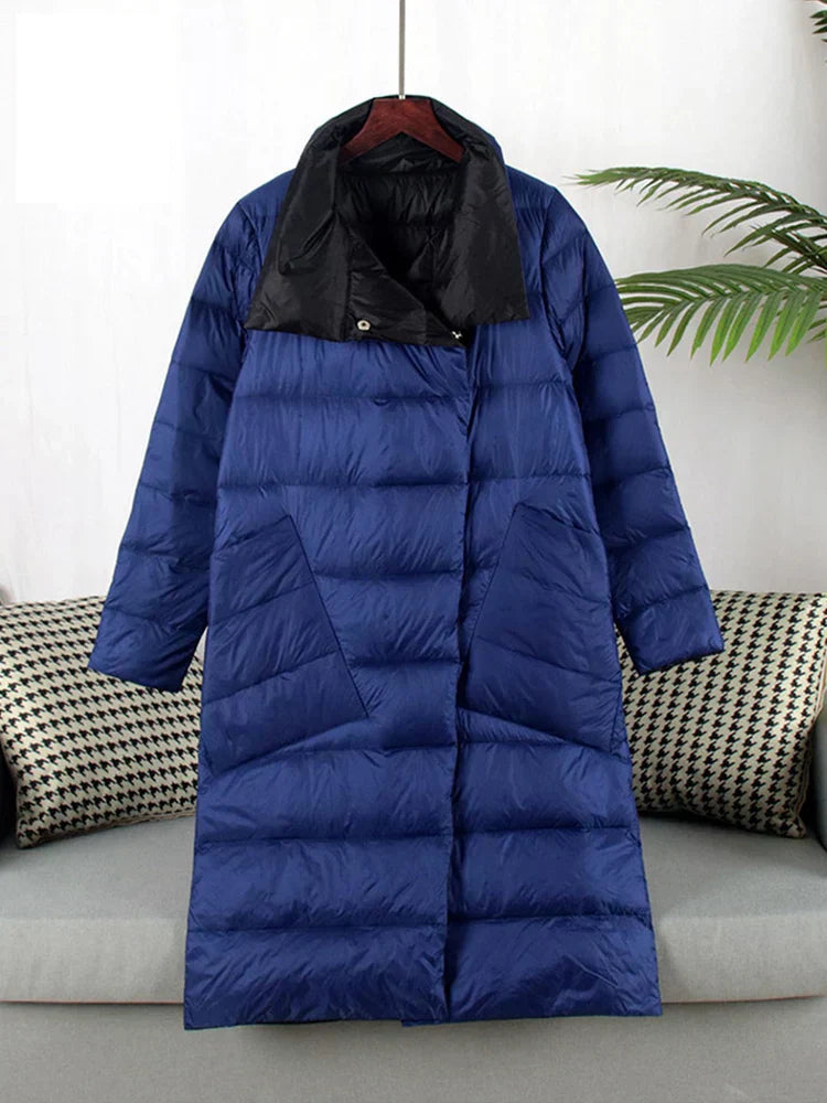 Dames Jas Geruit Warm en Stijlvol Lange Model