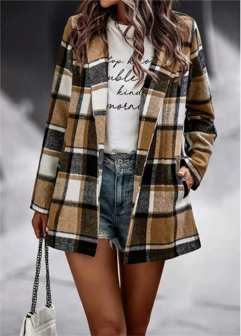 Dames Trenchcoat Herfst-Winter Lange Mouwen Polo Kraag