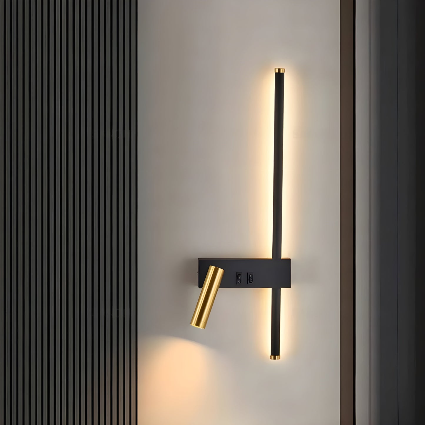 Wandlamp LED Zwart Goud Met Schakelaar Up Down Light