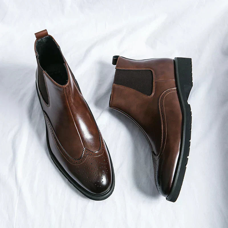 Zwarte Chelsea Boots Heren Glanzend Leer Laarzen