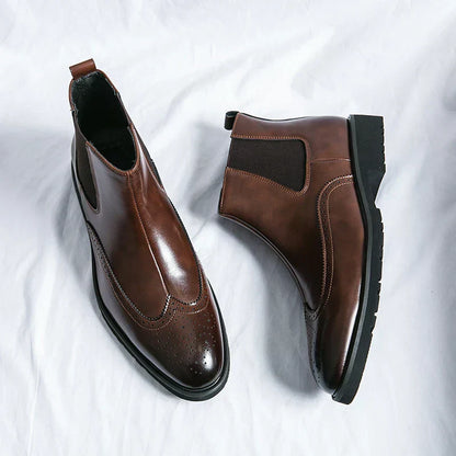 Zwarte Chelsea Boots Heren Glanzend Leer Laarzen
