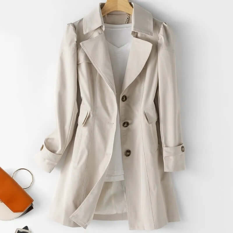 Dames Trenchcoat Halflang Elegant met Enkele Knoop - StudioMarella