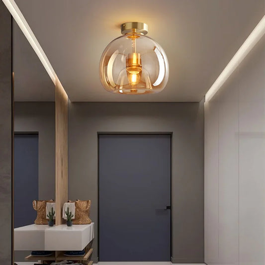 Moderne LED plafondlamp van glas – design plafondverlichting met E27 fitting voor woonkamer, slaapkamer en keuken