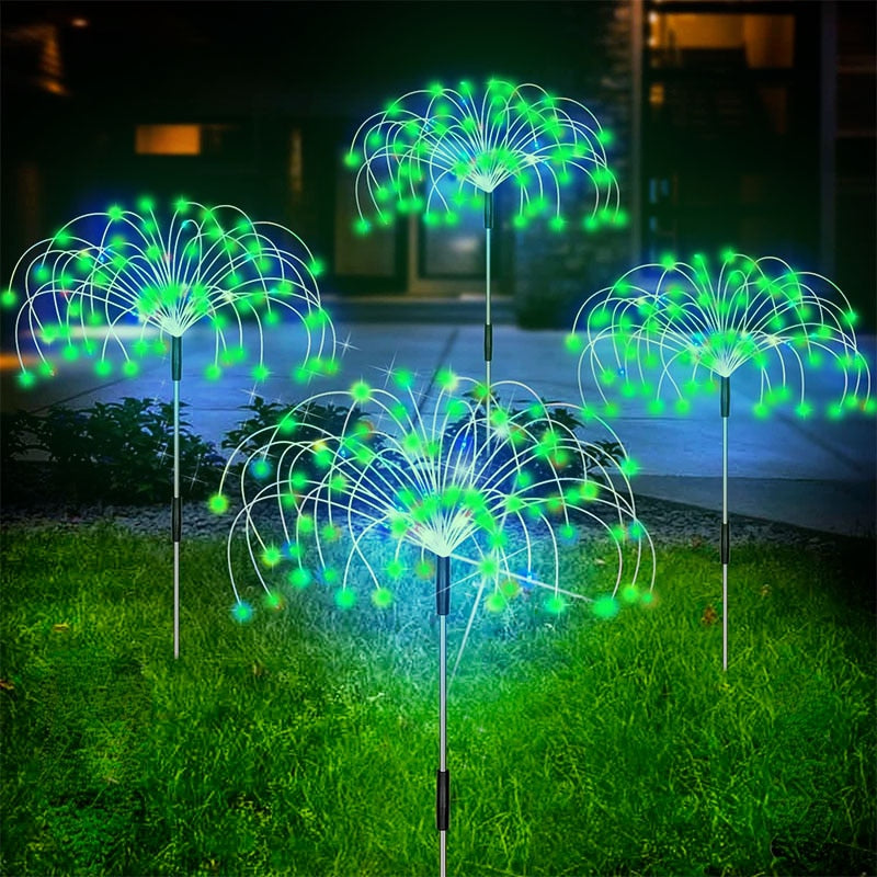 Solarlamp Vuurwerkeffect 120 LED Waterdicht Tuinverlichting 70cm voor Pad Zwembad