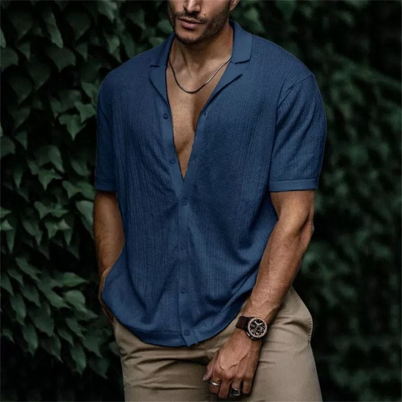 Linnen Overhemd Heren Zomer Casual Stijl