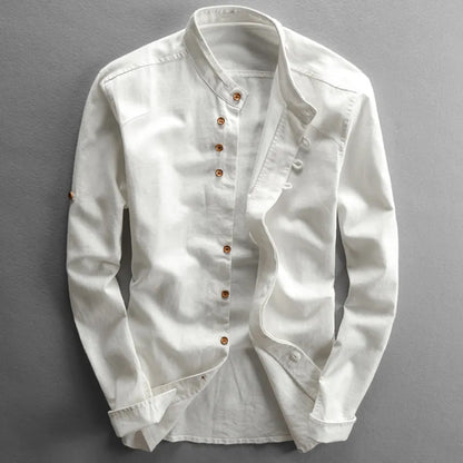 Herenoverhemd Japanse Stijl Comfortabel Elegante Kwaliteit