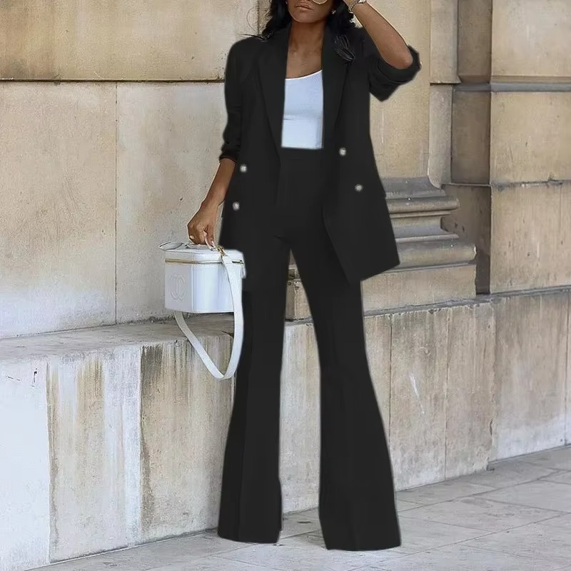 Dames Blazer Broek Set Tweedelig Klassiek Design