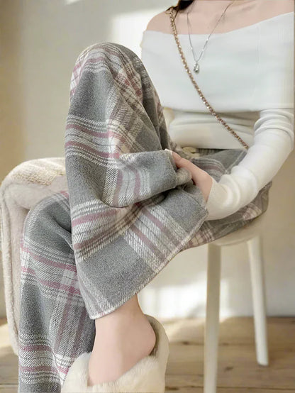 Dames Oversized Geruite Broek Zwart Grootmaat - StudioMarella