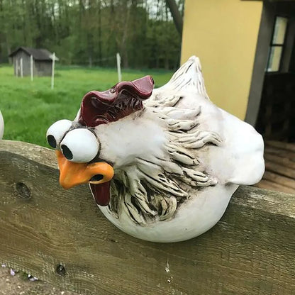 Grappige Kip Hekdecoratie Hars 14cm Tuin Beeldje Boerderij Schutting Ornament Buitendecoratie Cadeau Tuinbeeldje
