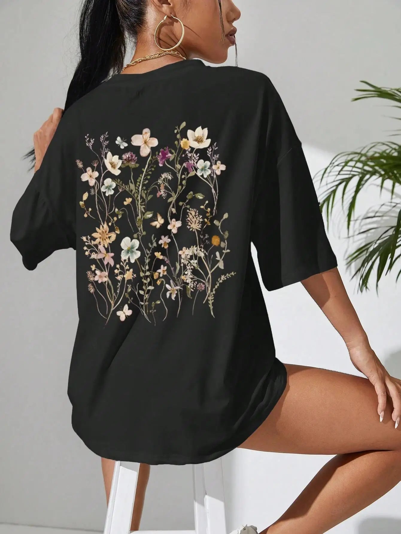 Lente T-Shirt met Bloemenprint Zomerse Look