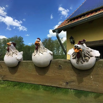 Grappige Kip Hekdecoratie Hars 14cm Tuin Beeldje Boerderij Schutting Ornament Buitendecoratie Cadeau Tuinbeeldje