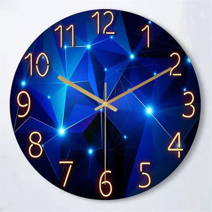 Glazen Wandklok 30cm Donkerblauw Geometrisch Gehard Glas Stil Kwartsuurwerk Woonkamer Moderne Klok Abstract Interieur Cadeau