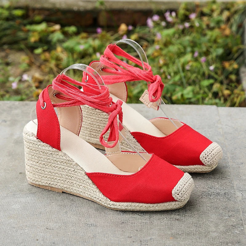 Vrouwensandalen Espadrille met enkelband Comfortabel Zomer