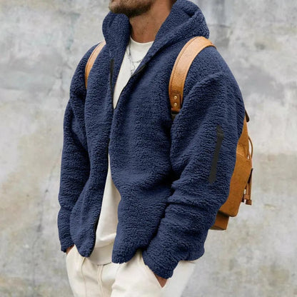 Heren Fleece Jas Warm Gevoerd met Capuchon Zacht