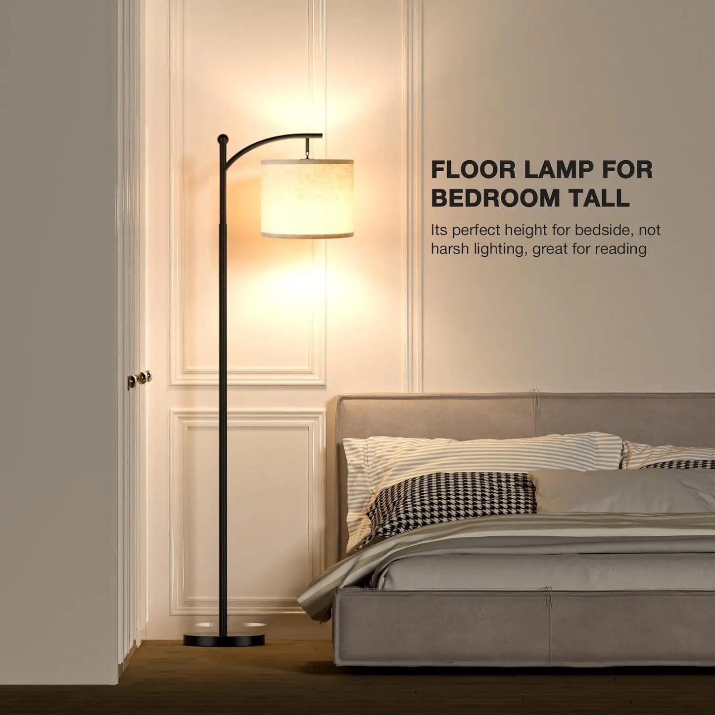 Boog Vloerlamp Met Stoffen Kap 3 Lichtkleuren LED Modern Woonkamer