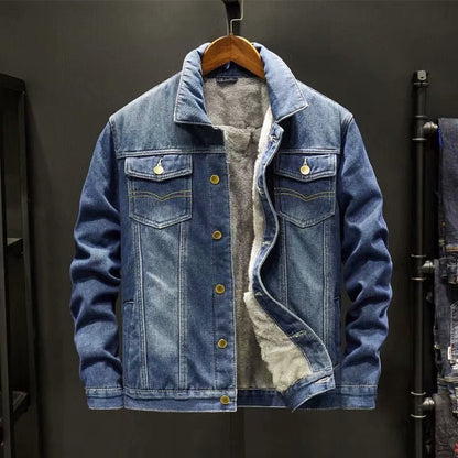 Heren Winterjas Denim Warm en Stevig