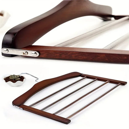 Houten Kledinghangers Walnoot & Natuurlijk Hout – Klassieke Garderobehanger met Metalen Haak – 38x38x12cm