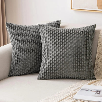 Ribfluwelen Sierkussen Geribbeld 45x45cm Voor Bank En Bed