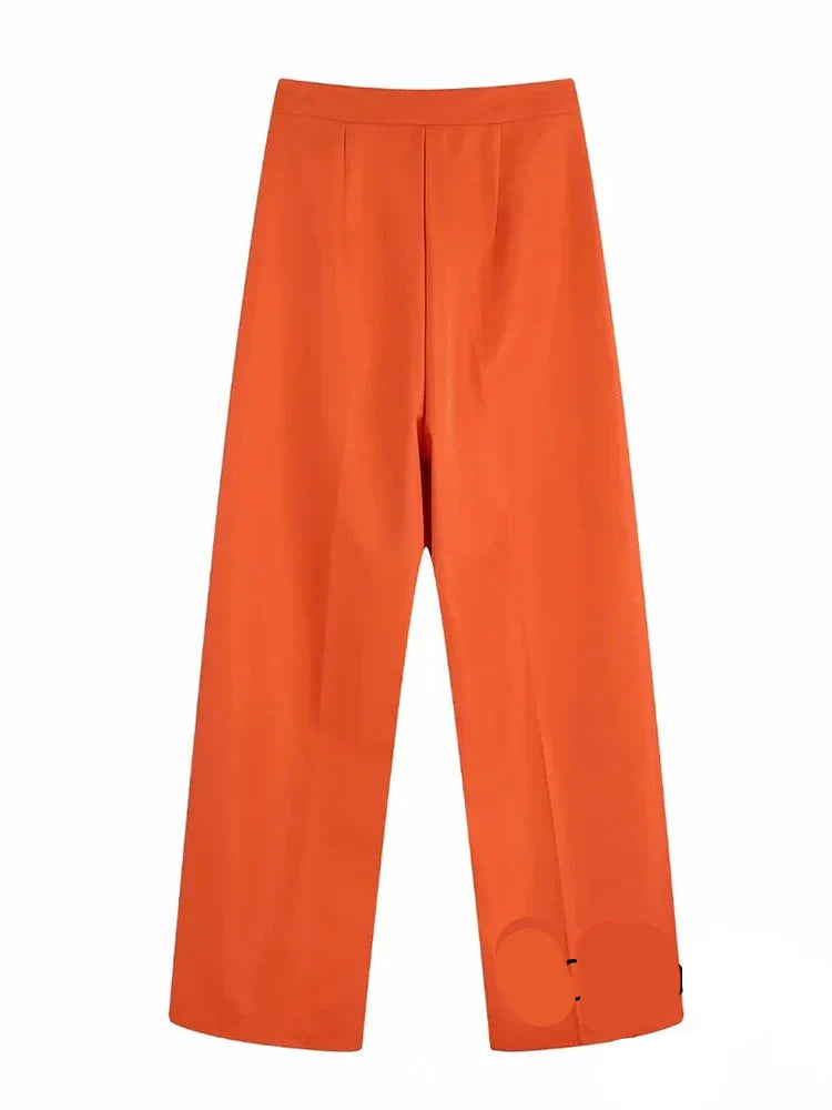 Valeria Blazer Dames Oranje Vintage V-Hals Model