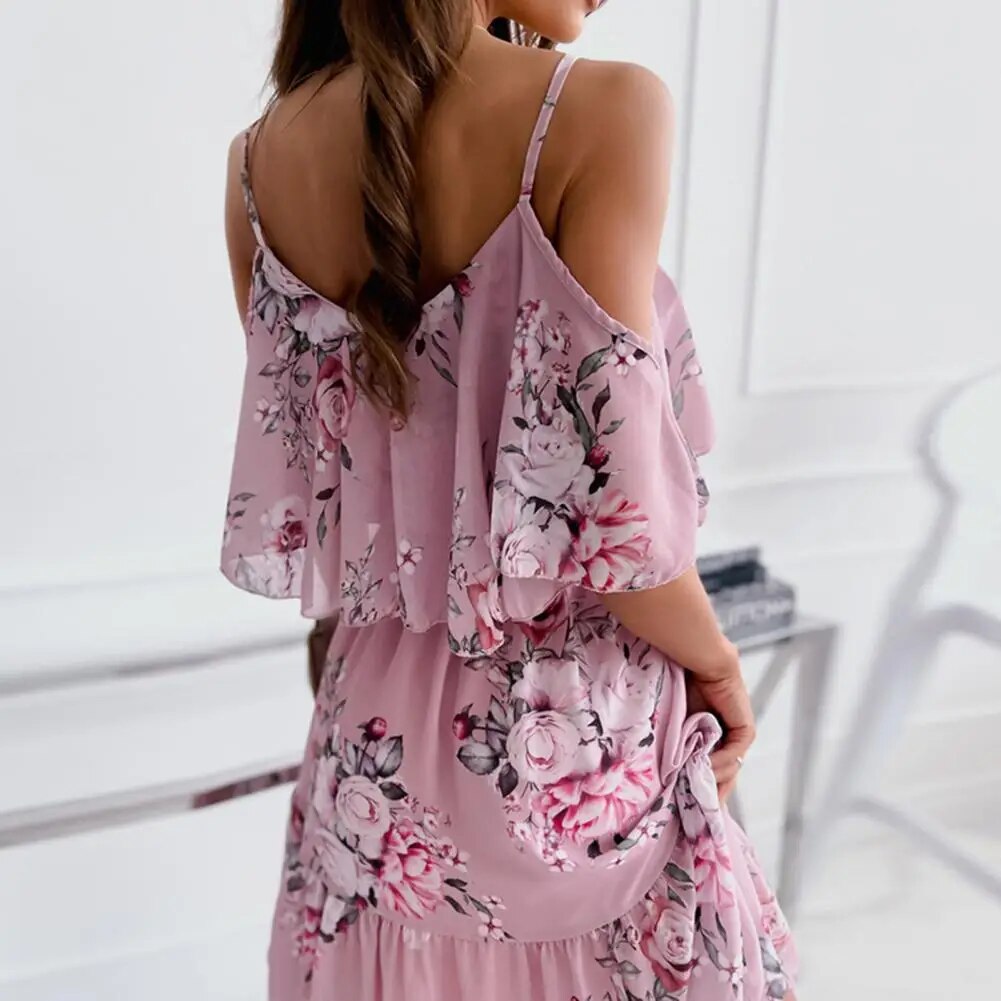 Zomerjurk voor Vrouwen met Spaghettibandjes en Ruffles