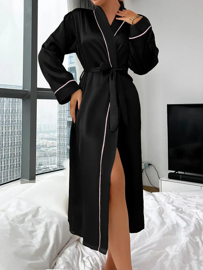 Dames Kimono Luxe Badjas Satijn met Ceintuur Elegante Pasvorm