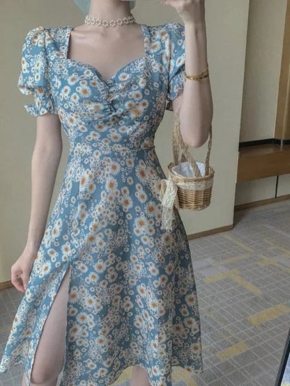 Zomerjurk met Bubbelmouwen Vrouwelijk Chique Model