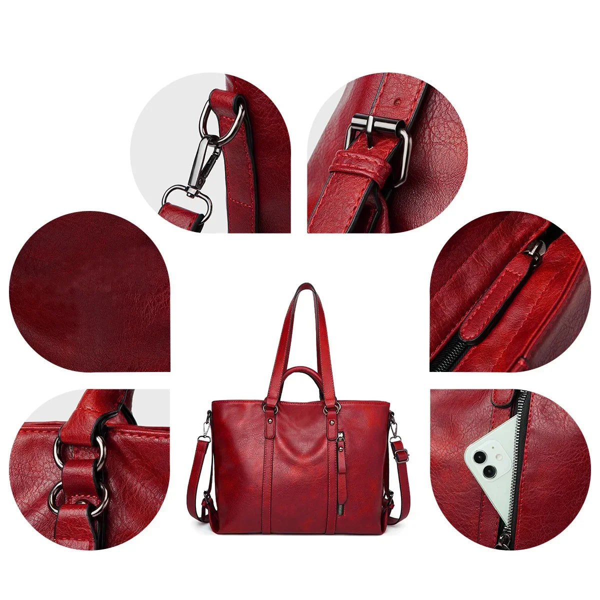 Leren Schoudertas Groot Dames Ruime Shopper Vintage Handtas Bruin Zwart Blauw Casual Dagelijks Werk Stijlvol