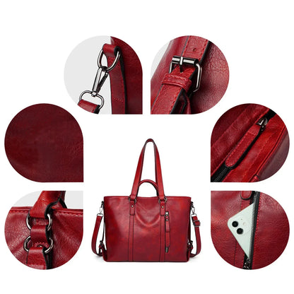 Leren Schoudertas Groot Dames Ruime Shopper Vintage Handtas Bruin Zwart Blauw Casual Dagelijks Werk Stijlvol