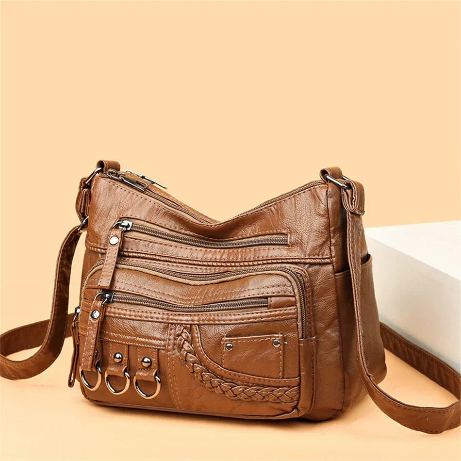 Vintage Handtas Vegan Leer Elegante Schoudertas Dames Retro Stijl Dagelijkse Tas Mode Accessoire Vrouwen