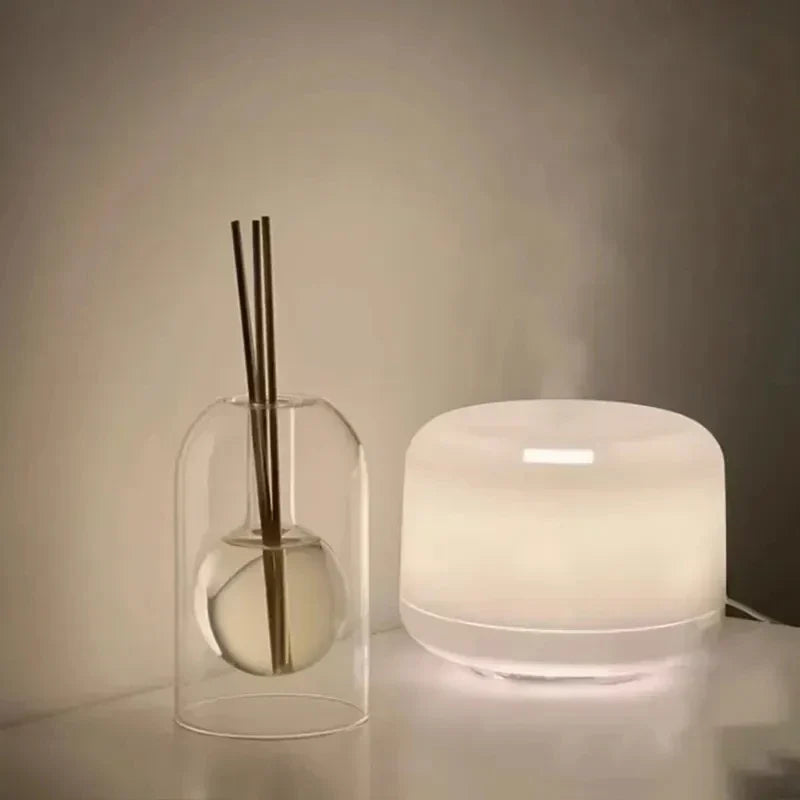 Glazen Aromageurverspreider Hol Transparant met Houten Deksel en Geurstokjes voor Etherische Oliën Woonkamer Slaapkamer Aromatherapie