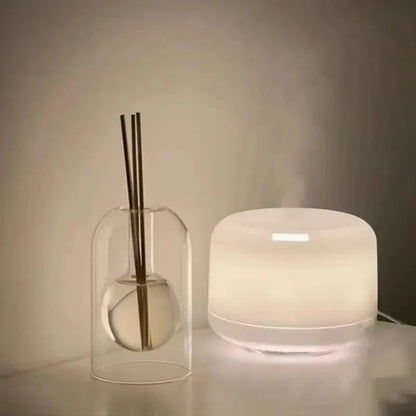 Glazen Aromageurverspreider Hol Transparant met Houten Deksel en Geurstokjes voor Etherische Oliën Woonkamer Slaapkamer Aromatherapie