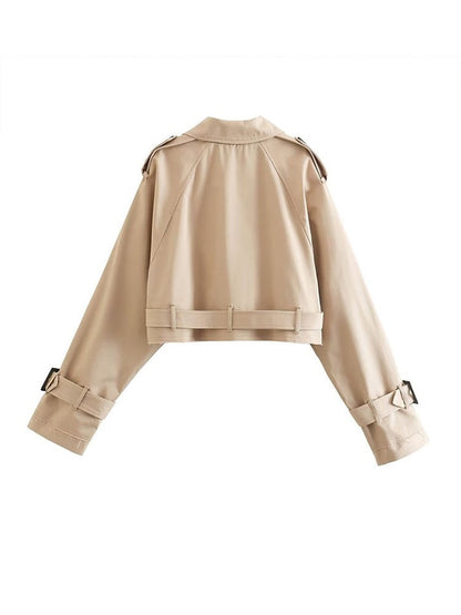 Kort Trenchcoat Beige Klassiek Dame Model - StudioMarella