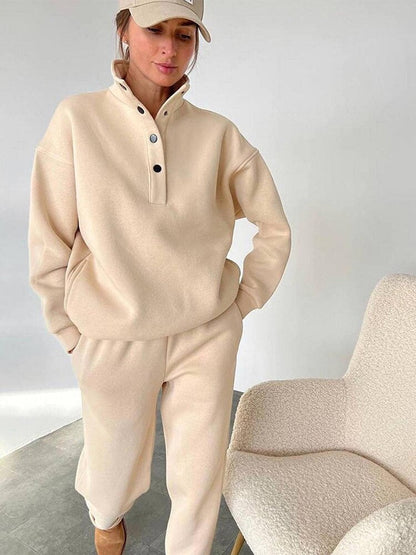Vrouwelijke Fleece Sweatshirt Set Zacht en Warm
