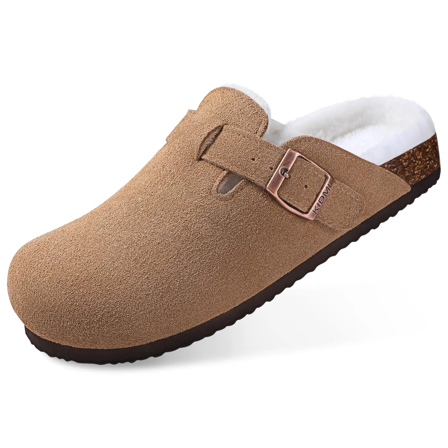 Leren Slippers voor Dames met Kurksok