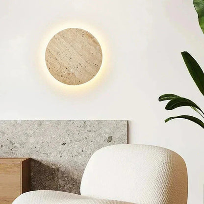 Wandlamp Travertin Rond LED Modern Natuursteen Ø23 Ø30