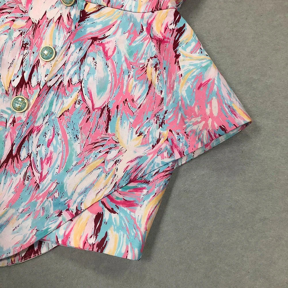 Korte Zomerjurk Zonder Mouwen Abstract Print Dames