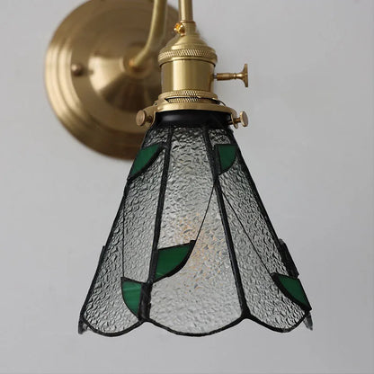 Tiffany Wandlamp Gebrandschilderd Glas E27 Messing Retro Slaapkamer Woonkamer Gang Vintage Wandverlichting Knopschakelaar