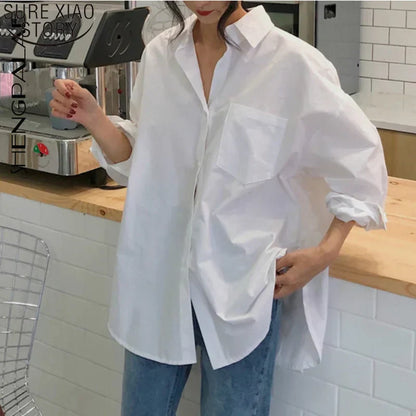 Vrouwen Blouse Oversized met Kraag en Lange Mouwen