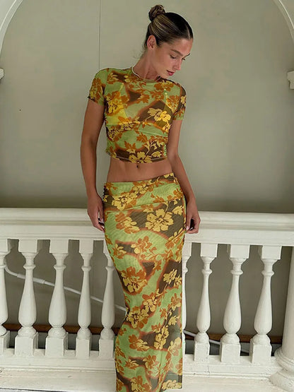 Zomer Jurk Set Gilet en Rok met Parelmoer voor Vrouw