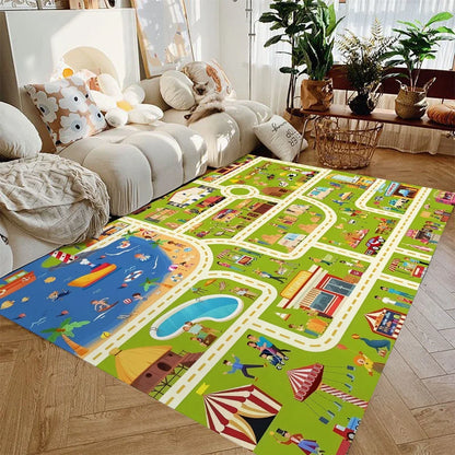 Vloerkleed Kinderkamer Auto Speelkleed Stadsverkeer Antislip Wasbaar