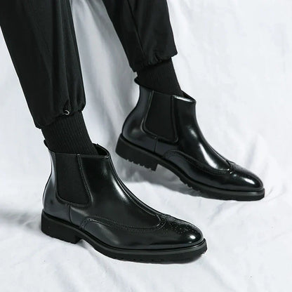 Zwarte Chelsea Boots Heren Glanzend Leer Laarzen