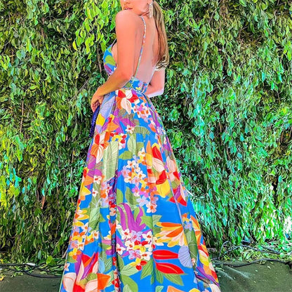 Zomerjurk V-hals Zonder Rug Met Bloemenprint - StudioMarella