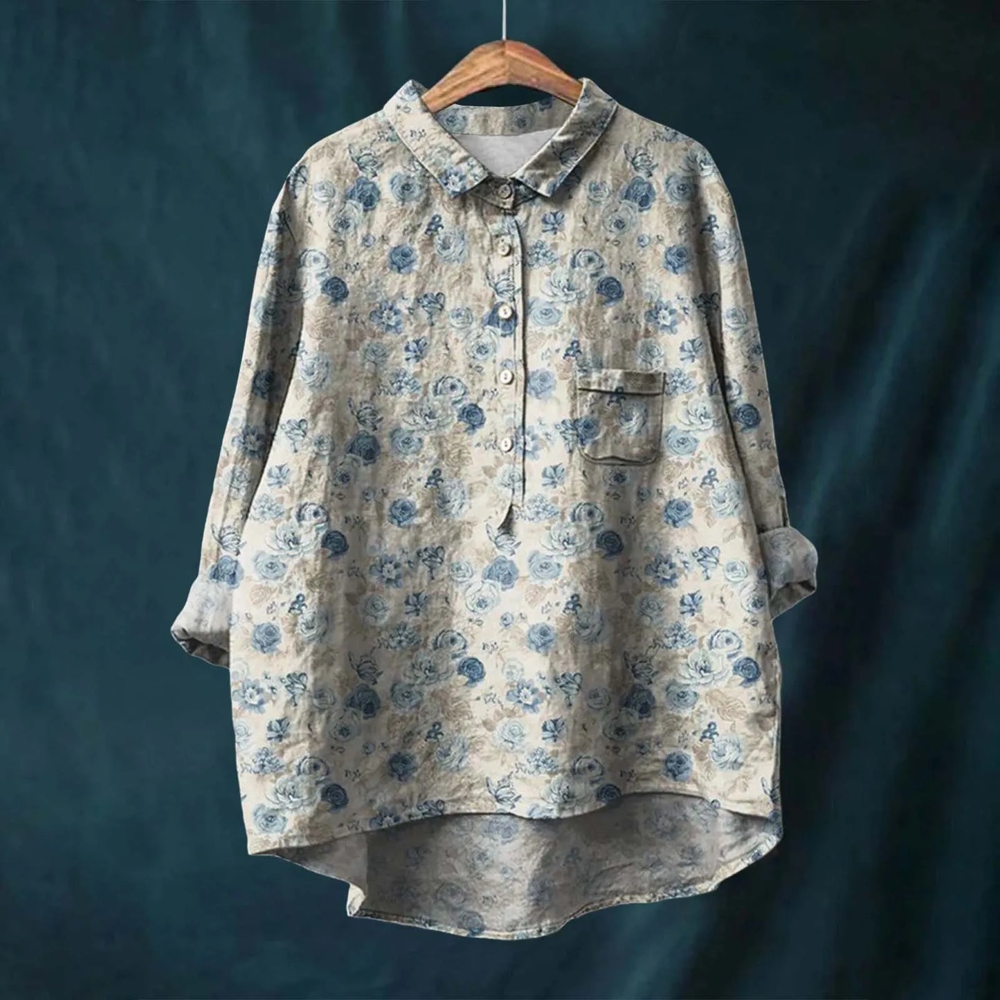 Liesa Bloemen Overhemd 100% Katoen Elegante Vrouwelijke Stijl
