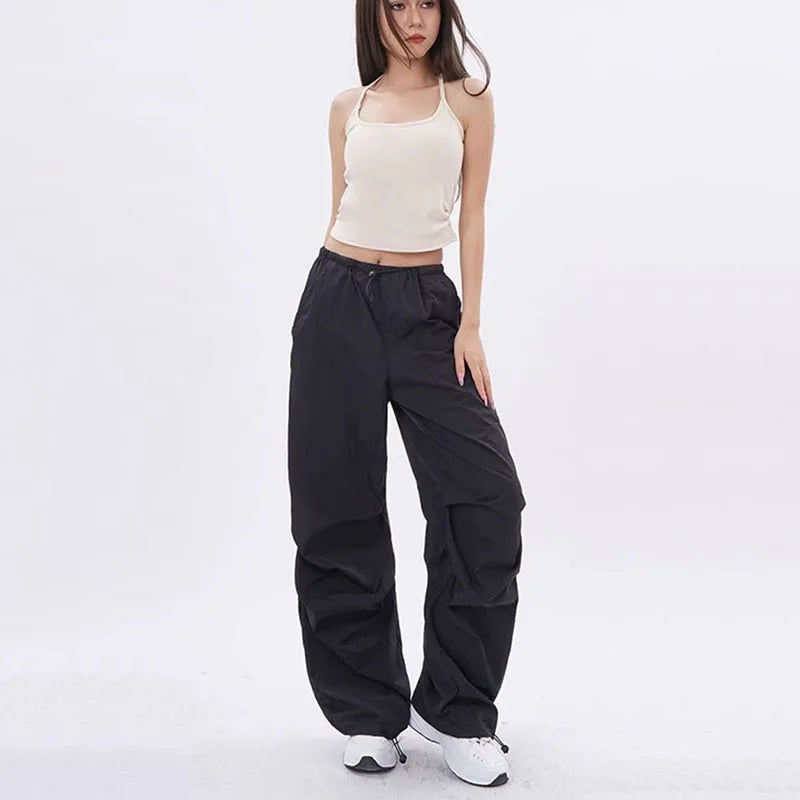 Dames Oversized Broek Zwart Parachute Stijl - StudioMarella