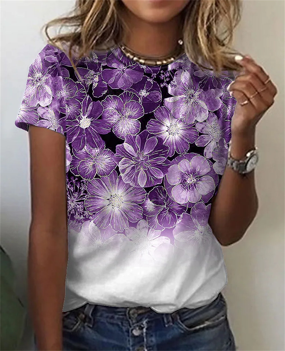 Bloemen T-shirt Zomerse Vrouwelijke Stijl