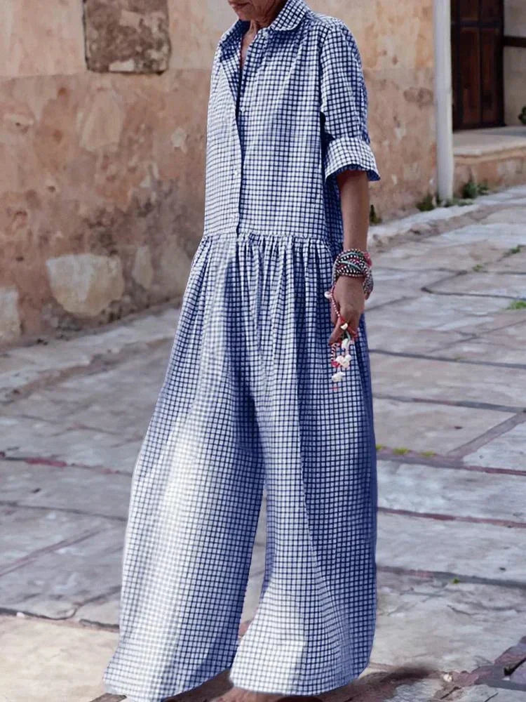Vrouwelijke Jumpsuit Kort Geruit Elegant Model - StudioMarella