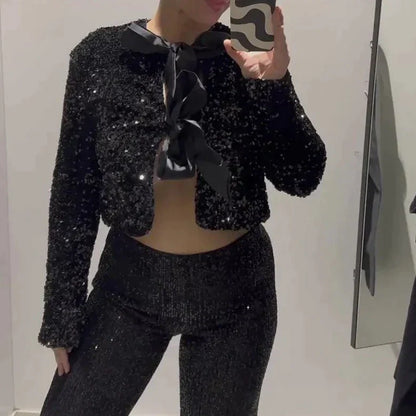 Glitter Jasje Kort Modieus voor Vrouw