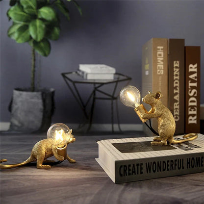 Decoratieve Muizenlamp Hars LED Verlichting Zittend of Liggend Wit Goud Zwart Tafel- en Nachtkastlamp voor Woonkamer Slaapkamer Kinderkamer